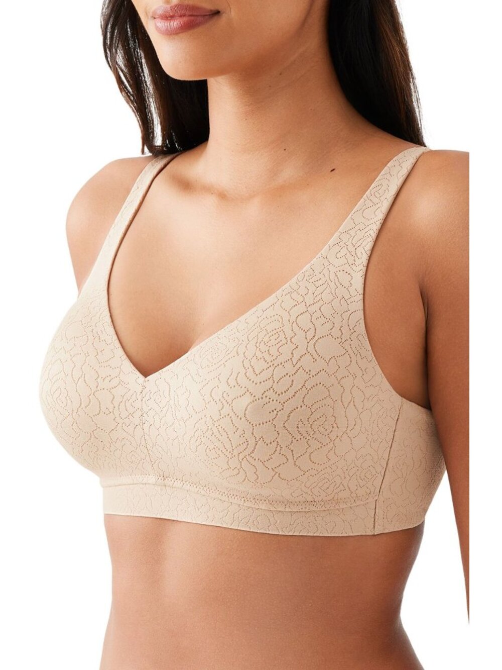 🆕WACOAL Inside Job Full Unpadded Wireless Bra 38C Beige #852345